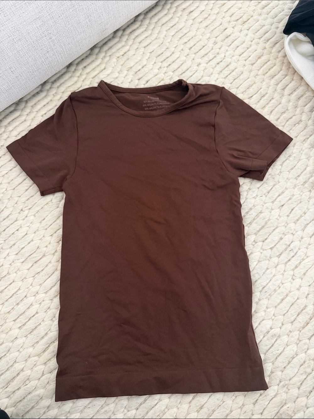 SKIMS Short Sleeve Crew Neck Tee — Chocolate Brown